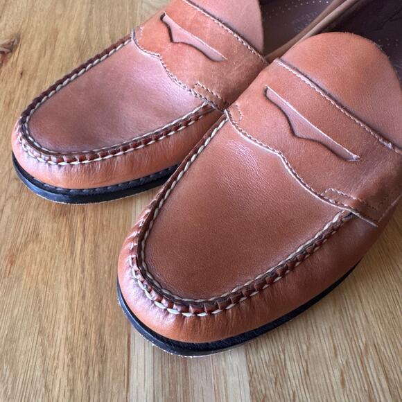 G.H. Bass Weejuns Men's Logan Flat Strap Leather Penny Loafer Tan Size 10 - Picture 2 of 14